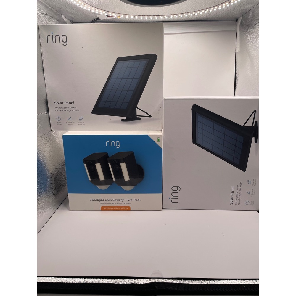 Ring Spotlight Cam Battery 2-Pack with 2 Solar Panels Security Bundle White
